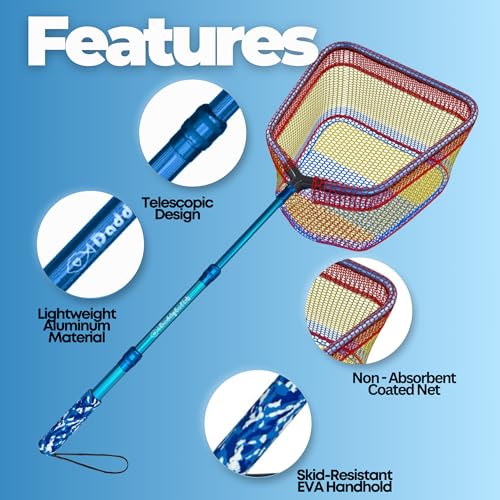 Kids Fishing Net - Extendable Telescopic Landing Net for Boy Girl Children Catching Small Fish Crab Shrimp Minnow Dragonfly Beach Pier Lake River Ocean - color: Style 2 (2 Pack, Blue + Blue)