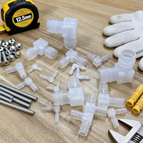 Quickun 5/16" Hose Barb 90 Degree Elbow L Fitting, Plastic 2 Way Equal Barbed Joint Splicer Mender Union Adapter Hose Fitting (Pack of 5) - size: 5/16" (5Pcs)