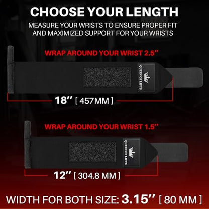 TECEUM Weightlifting 18" & 12" Wrist Wraps with Thumb Loop – Heavy Duty Wrist Workout Braces for Men and Women – Ideal for Powerlifting, Strength Training, Bodybuilding - color: Black, style: 18" – Beast Mode