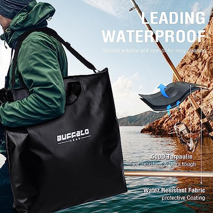 Fish Tournament Weigh in Bag for Bass Fishing, Heavy Duty Fish Bag for Caught Fish Waterproof,Leakproof,Puncture Resistant - color: Black-24×25in