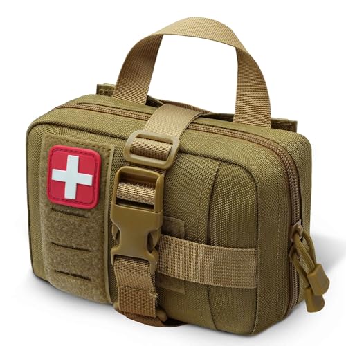 Upgrade Molle Rip Away Ifak Pouch, Tactical Small Belt First Aid Pouch Medical Utility EMT Pouch Only - color: Upgrade - Tan