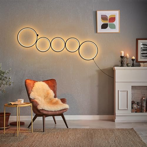 NUÜR 43.3" Modern Floor Lamp, Ring Standing Lamp, Dimmable, Metallic Feel, Artistic Trendy Design, Energy-Saving, Touch Switch, Ideal for Home, Office, Eco-Friendly