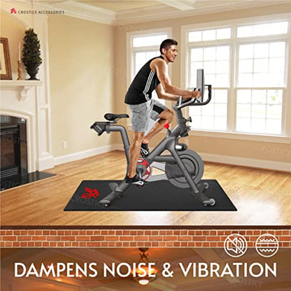 Bike Mat Compatible with Peloton Bike, 6mm Floor Protector | 6mm bike mat compatible with Peloton bike, providing non-slip waterproof protection for hardwood or carpet - size: 30x60", style: Logo Style