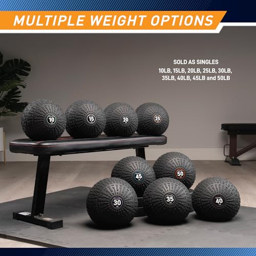 Marcy Slam Ball, 10–50 lbs Dead Weight, Non-Bounce, Sand-Filled Medicine Ball with Durable PVC Shell & Textured Grip for Slams, Tosses, Core & Full Body Training - size: 10 LB