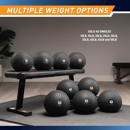 Marcy Slam Ball, 10–50 lbs Dead Weight, Non-Bounce, Sand-Filled Medicine Ball with Durable PVC Shell & Textured Grip for Slams, Tosses, Core & Full Body Training - size: 10 LB