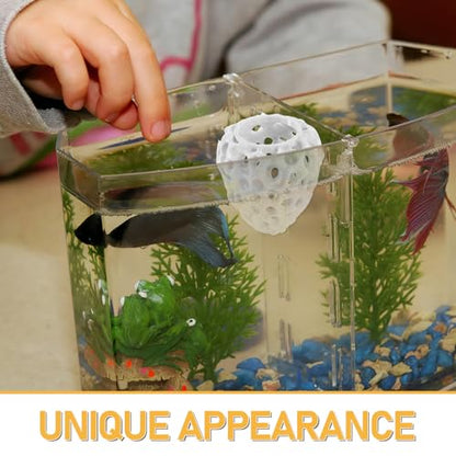 WOONEKY Shrimp Hideout Aquarium Cave with Multiple Holes Hollow Coral Rock Breeding Shelter Fish Tank Decoration for Freshwater Shrimp and Betta Fish