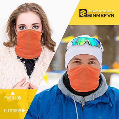 Polar Fleece Neck Warmer - Windproof Winter Neck Gaiter Cold Weather Face Mask For Men Women - 1 Pack - color: 1 Pack Orange