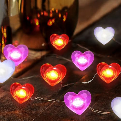 Heart String Lights 10FT 30 LED Romantic Valentine's Day Fairy Light for Decorating Celebrations Gift Giving - style: heart