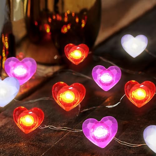 Heart String Lights 10FT 30 LED Romantic Valentine's Day Fairy Light for Decorating Celebrations Gift Giving - style: heart