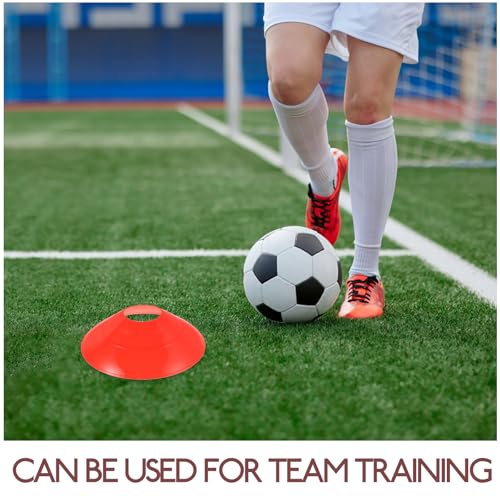 25pcs Soccer Training Cones Plastic Disc Markers Red for Football Agility Practice Equipment Training Accessories for Speed and Coordination Drills