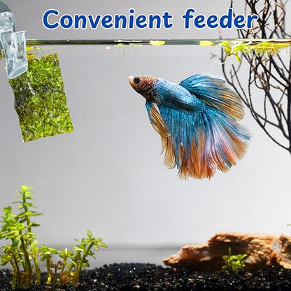 Betta Tunnel with 2 Pcs Veggie Clips for Aquarium, Betta Hideout Tunnel, Leaf Pad Tube and Fish Food Clip, Leaf Clip Feeding Tool, Bettas Fish Tank Accessories for Breeding Resting Feeding (S, Tube)