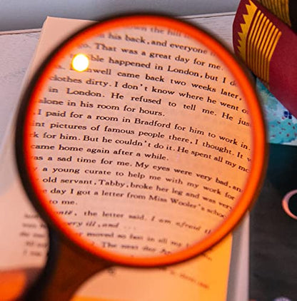 Magnifying Glass 10X Handheld Reading Magnifier with Cleaning Cloth-100MM 4INCHES Large Magnifying Lens with Non-Slip Soft Handle for Seniors Book Newspaper Reading and Kids Nature Hobby Exploration