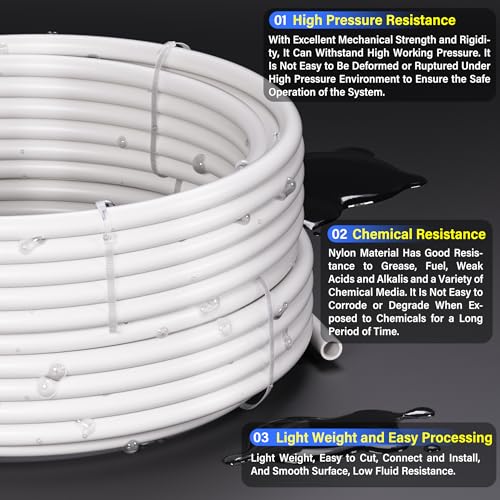 TAILONZ PNEUMATIC Air Line 1/4 inch od Clear Pneumatic Nylon Tube 32.8ft Air Brake Tubing Nylon Hose - color: Clear-Nylon, size: 1/4'' OD/32.8ft/10m
