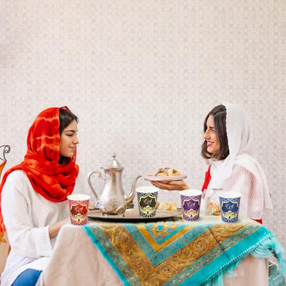 Whaline Eid Mubarak 종이컵 40개 255.1g(9온스) 4가지 색상 Eid Al-fitr 일회용 커피 컵 이슬람 무슬림 라마단 휴일 파티 용품용