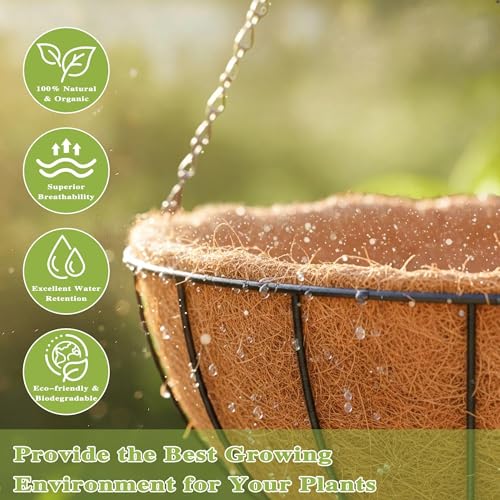 4 Pack 12 Inch Hanging Baskets for Plants Outdoor Metal Hanging Planter Hanging Flower Baskets with Coco Fiber Liners Chain Round Wire Plant Holder Hangings Flower Pots(Watermelon) - size: 12 Inch, style: Watermelon