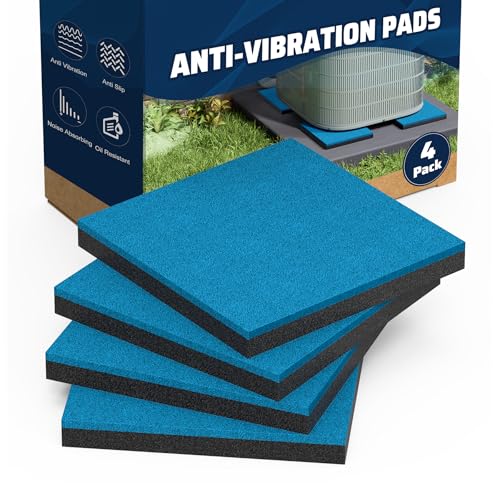 Anti Vibration Pads 8 x 8 x 3/4 inch, 4 Pack Vibration Damping Mats for Central Air Conditioner Outdoor Unit Condensing Unit Vibration Dampener on Equipment Pad, Reduces Noise, Up to 1000lbs