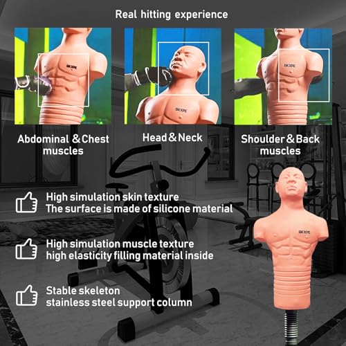 Adjustable Punching Dummy – Freestanding Silicone Punching Bag with Telescopic Height, Stable Large Base for Adults, Boxing, Kickboxing, MMA & Home Gym Training - color: Beige