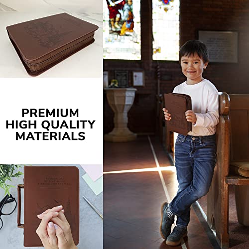 DEHITE Bible Cover Case for Men – Bible Carrying Case for Men – Brown Extra Large Holder – Bag Fits Book 11.12 x 8 x 2.12 in – Pen Slots – Zippered Pocket – Premium Faux Leather – Christian Gift - size: Extra Large Brown
