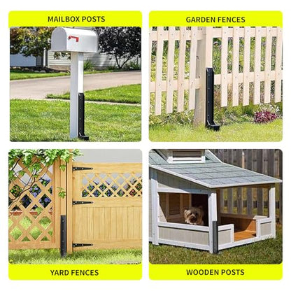 2pcs Fence Post Repair Kit - Fix Rotted or Damaged Wood Posts Without Replacement! Heavy-Duty Steel Brackets & Concrete Anchors for Permanent Stabilization