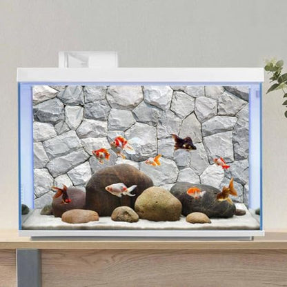 AWERT 30x18 inches White Stone Aquarium Background Rocky Fish Tank Background Rock Terrarium Background Durable Polyester Background,30x18in75x45cm