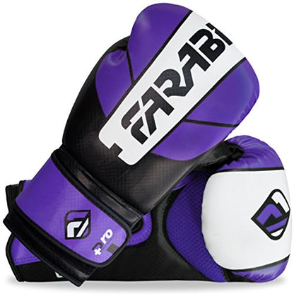 Farabi Pro Safety Tech Fighter MMA, Muay Thai Training Sparring Boxing Kickboxing Punching Gloves Mitts - color: Purple/White/Black, size: 10 Oz