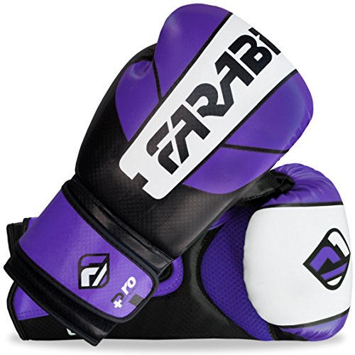 Farabi Pro Fighter Boxing Gloves Sparring Gym Bag Punching Focus Pad Mitts - color: Purple/Black, size: 16Oz