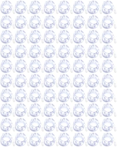 Riakrum 100 Pcs 10ft 30 LEDs Fairy Lights Battery Operated Bulk, White Wedding Waterproof Tiny Small Twinkle LED String Lights for Jar Starry for DIY Birthday Party Favor for Vase Centerpieces - color: White, size: 10 ft