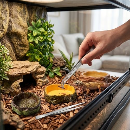 Reptile Water Dish and Reptile Water Bowl, 4 Pcs Reptile Food Dish for Bearded Dragon Water Bowl and Hermit Crab Water Bowl, Durable Reptile Feeding Dishes with Non-Slip Base for Various Pet Habitats