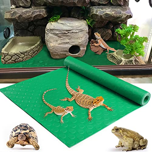 Vodolo Bearded Dragon Tank Accessories, Reptile Terrarium Carpet Soft Thickening Substrate for Snake, Tortoise, Leopard Gecko, Lizard, Iguana, Non-Adhesive Reptile Habitat Bedding - color: Green, size: 79inch