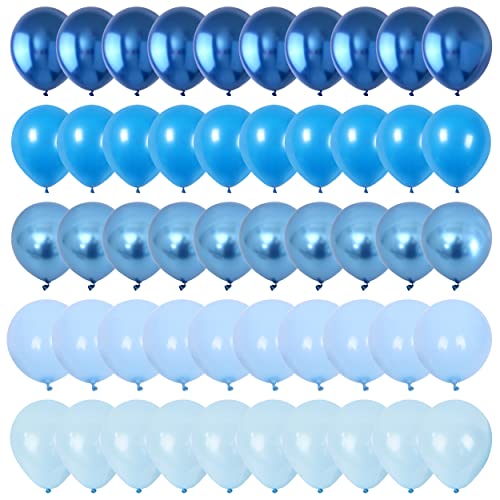 Blue Balloons 60 Packs 12 Inch Metallic Blue Balloon - color: Blue Mixed