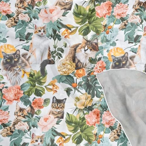 Women's Square Silk Hair Scarves and Wraps Headscarf Cat Floral Head Neck Scarf Bandana 24inch