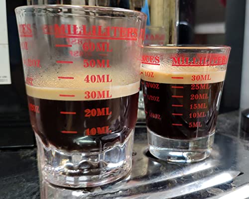 Measuring Cup 2 Pieces Shot Glass Measuring Cup with 4 Kinds of Measuring Scale for Small Amount Liquid (Red, 60ml) - color: Red, size: 60ml