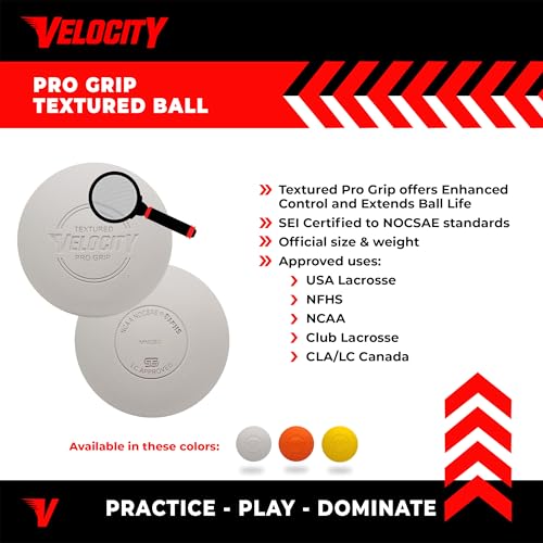 Velocity Pro Grip Lacrosse Balls - 6, 12, 18, 60 and 120 Packs - Certified for Youth, Club, High School, CLA, and College Game Play - color: White, size: 60 Balls