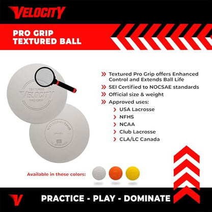 Velocity Pro Grip Lacrosse Balls - 6, 12, 18, 60 and 120 Packs - Certified for Youth, Club, High School, CLA, and College Game Play - color: White, size: 12 Balls
