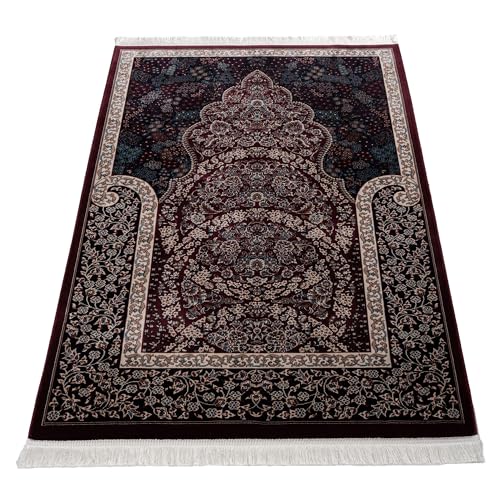 Modefa Velvet Prayer Rug - Soft Plush Turkish Janamaz Sajada Carpet for Men and Women - Luxury Velvet Wide Floral Prayer Mat Ramadan Eid Gift (Dark Maroon) - color: Dark Maroon