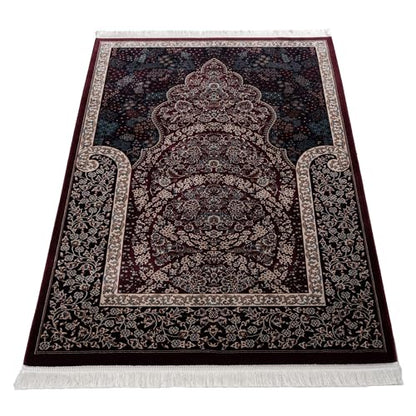 Modefa Velvet Prayer Rug - Soft Plush Turkish Janamaz Sajada Carpet for Men and Women - Luxury Velvet Wide Floral Prayer Mat Ramadan Eid Gift (Dark Maroon) - color: Dark Maroon