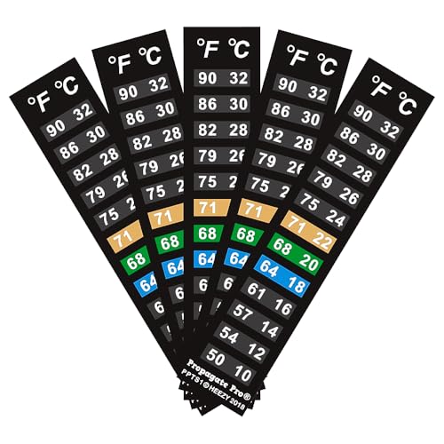 Stick On Thermometer Strip, 50-90F, 10-32C, Vertical, 5-Pack | For Fish Tanks, Aquarium Thermometer, Kombucha, Beer and Wine Fermentation, Vertical Temp Strips, Color-Changing Display