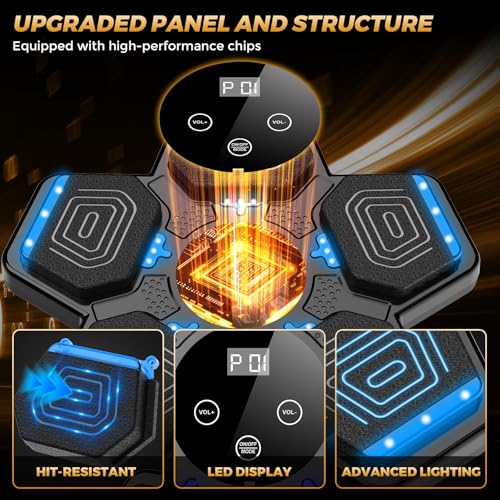 LOLBOX 2026 Music Boxing Machine for Adults and Kids, Smart Bluetooth Boxing Training Equipment with Gloves Wall Mounted, Workout Punching Machine for Home,Office and Gym - color: Jet Black