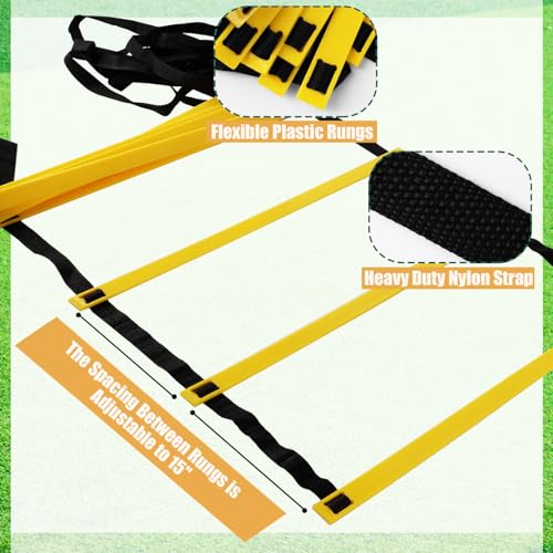 Ykimok Agility Ladder, 20 Feet 12 Rungs Speed Training Ladder for Soccer, Football, Footwork Fitness, Speed Agility Training Equipment for Athletes and Coaches