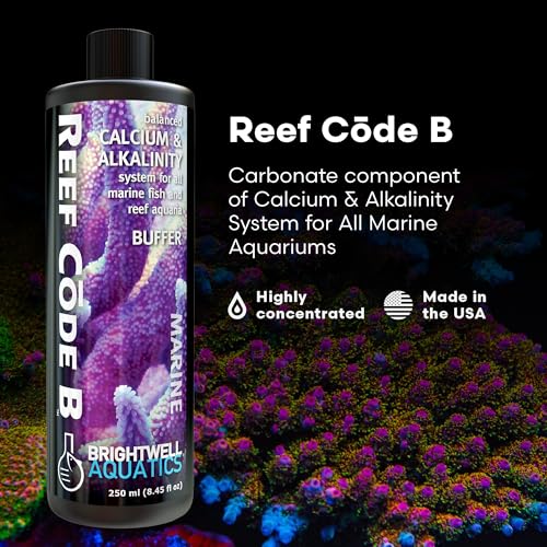Brightwell Aquatics - Reef Code B - Balanced Calcium & Alkalinity System Water Conditioner - For All Saltwater Marine Fish & Reef Fish Tanks - Aquarium Water Treatments, 8.45 fl oz - size: 250-ml