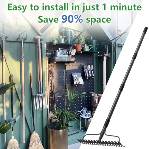63 inch Bow Rake, 2-in-1 Metal Garden Lawn Rake for Weeding Digger Loosening Soil Raking Leaf Leveling Rocks Spreading Mulch Gravel 17 Tines Adjustable Garden Rake - style: 63 inch