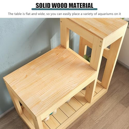 Heavy Duty Solid Wood Aquarium Stand - Double-Layer Design for Fish Tanks & Terrariums, Easy Assembly, Durable Home Decor, Perfect for Aquatic & Reptile Enthusiasts