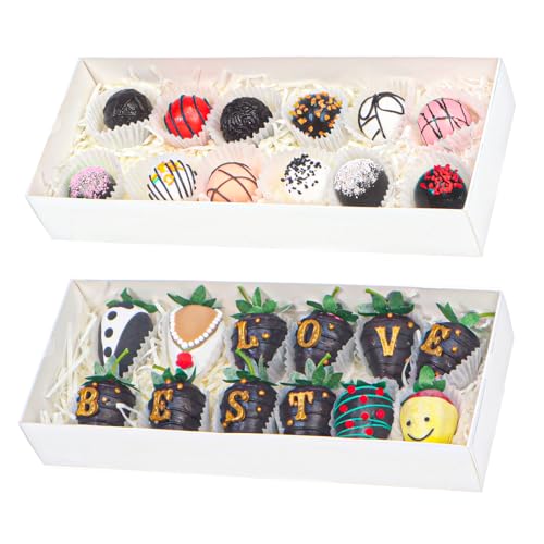 TEMLQPACK 20Pack 12x 4.8 x 2Inches Clear Chocolate Covered Strawberries Boxes for 12 Cookies Boxes Charcuterie Boxes Bakery Boxes Cakesickle Gift Boxes for Christmas Valentine's Mother's Day