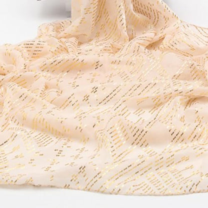 1920's Women's large-sized winter and autumn scarf - Retro Faux Assuit Foil print-embossed style long scarves - color: Beige Gold