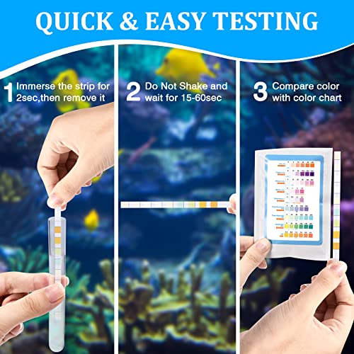 Aquarium Test Strips for Freshwater: 10 in 1 Aquarium Ammonia Test Strips for Fish Tank Ammonia Test Kit for Aquarium Pond - Testing Ammonia Nitrate Nitrite pH,etc - size: 10 in 1 - 125 Count