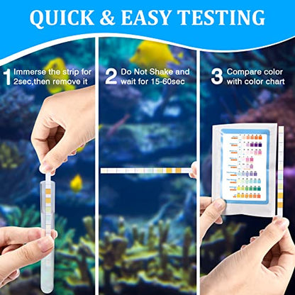 Aquarium Test Strips for Freshwater: 10 in 1 Aquarium Ammonia Test Strips for Fish Tank Ammonia Test Kit for Aquarium Pond - Testing Ammonia Nitrate Nitrite pH,etc - size: 10 in 1 - 125 Count