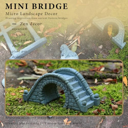 6 PCS Mini Zen Garden Accessories, Miniature Garden Bridge Foo Dogs Torii Gate Sandstone Figurines Meditation Zen Decor Japanese Fish Tank Terrarium Decorations Plant Pots Bonsai Craft Decor (M) - style: Garden