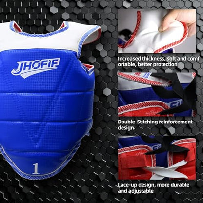 Martial Arts Chest Guard - Boxing Body Protector, Reversible Taekwondo Sparring Gear with Adjustable Straps, High-Density Foam Padding for MMA/Karate Training - size: 2