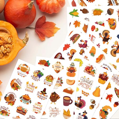480PCS Happy Thanksgiving Stickers, Thanksgiving Turkey Pumpkin, Fall Decor - style: Thanksgiving
