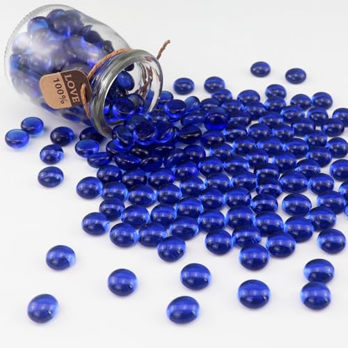 0.96LB Glass Beads Vase Filler Aquarium Gravel Decor Flat Glass Marbles Gems Pebbles Fish Tank Rocks Home Decorative Art Craft - Cobalt Blue - color: Cobalt Blue, size: 0.96LB